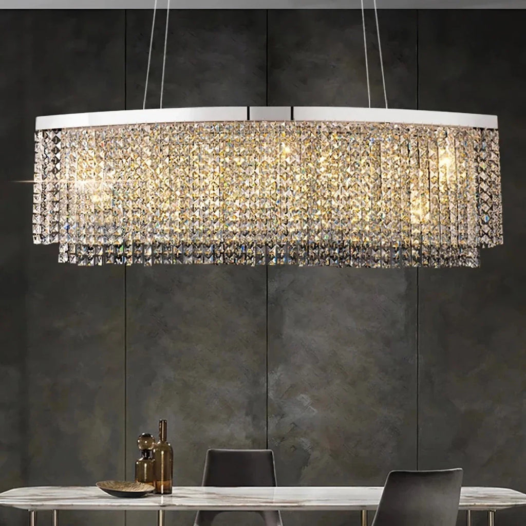 Gold Crystal chandelier - Linnea Bay for dining room view 2