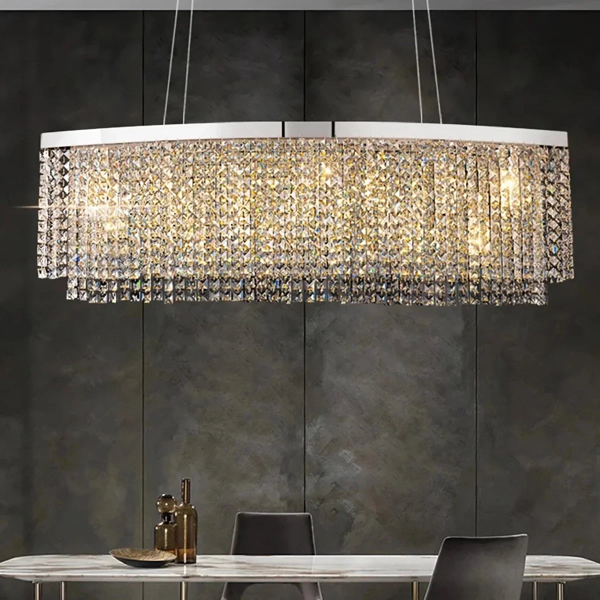 Gold Crystal chandelier - Linnea Bay for dining room view 2