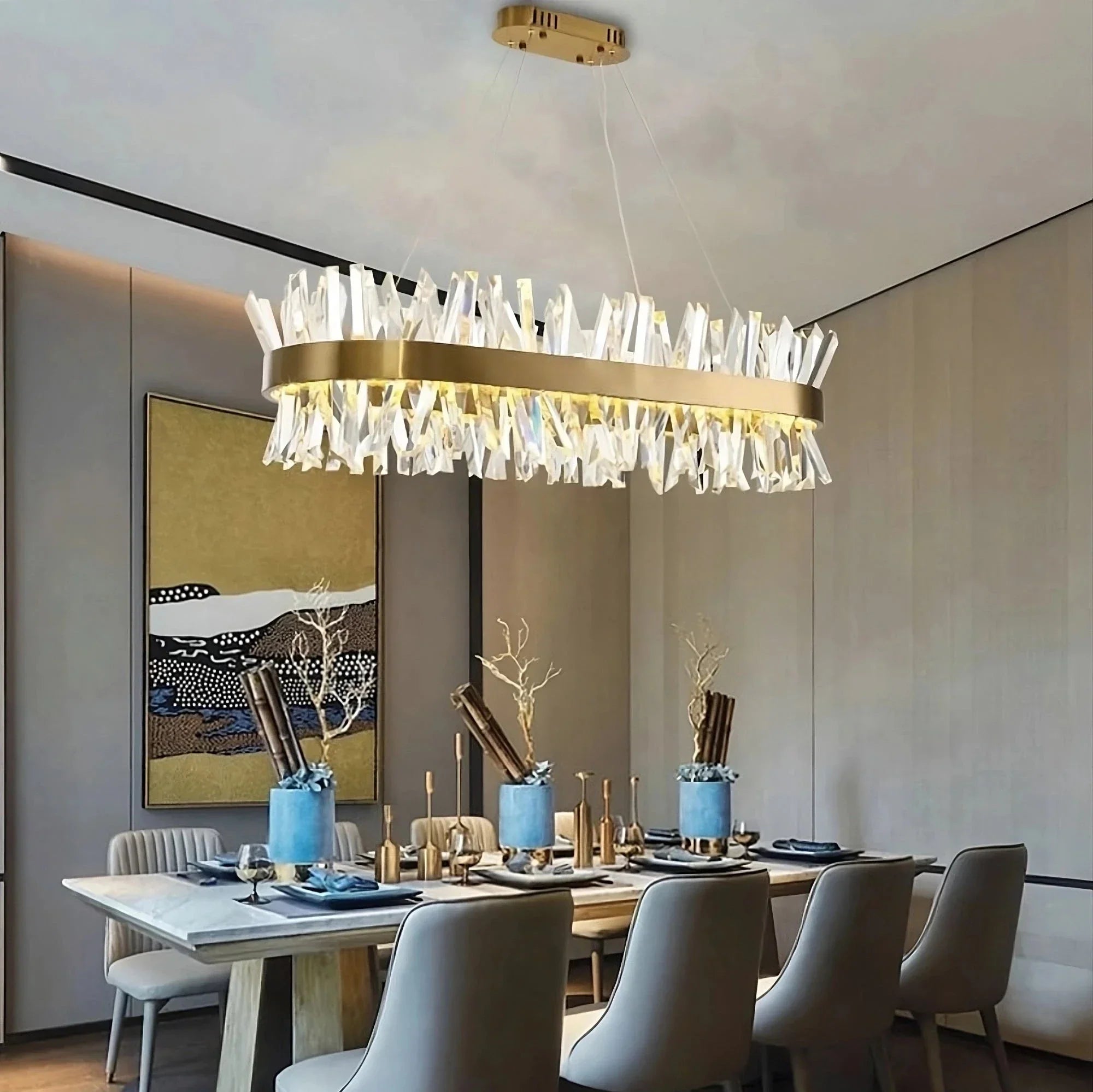 Clear Crystal chandelier - Nysa Court for dining room view 2