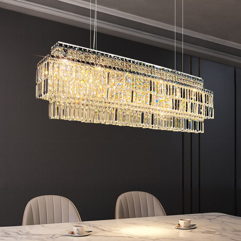 Crystal Linear chandelier - Halo Lane for dining room view 2