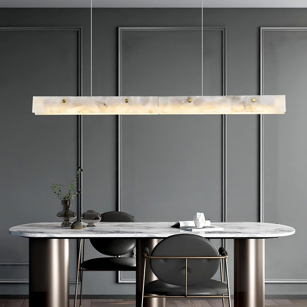 Natural Steel Linear chandelier - Zinnia Lane for dining room view 1