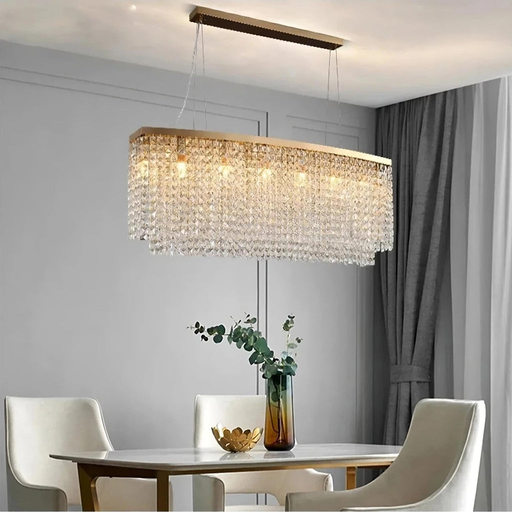 Gold Crystal chandelier - Linnea Bay for dining room view 1