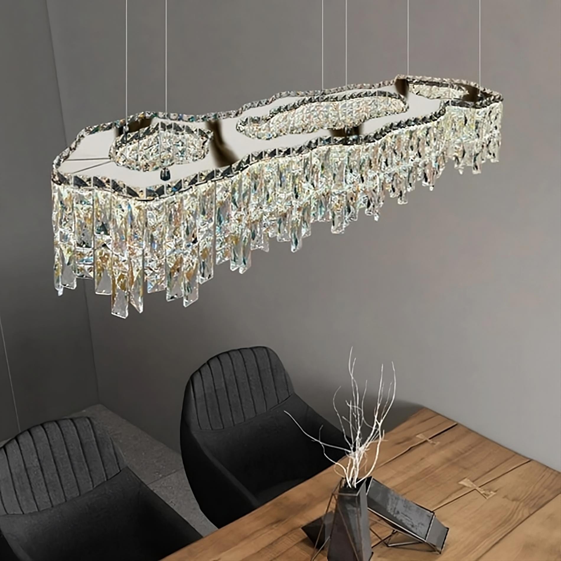 Chrome Crystal chandelier - Riven Lane for dining room view 3