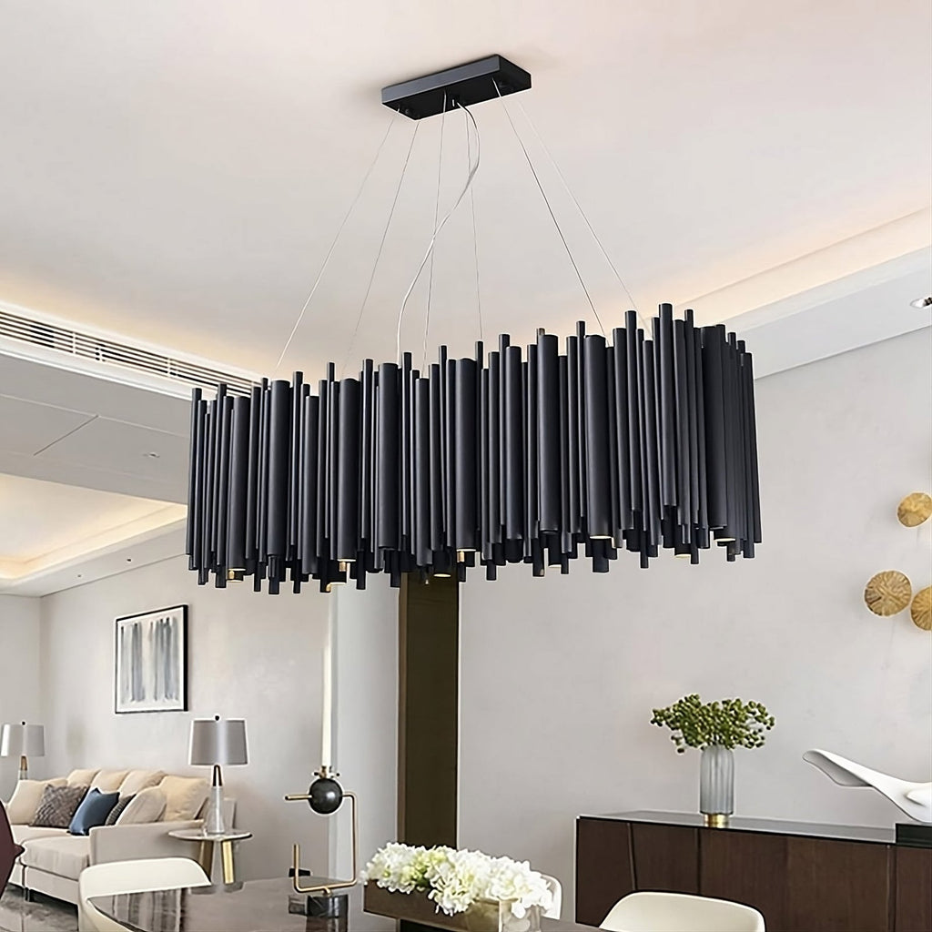 Black Steel Linear chandelier - Briar Lane for dining room view 1