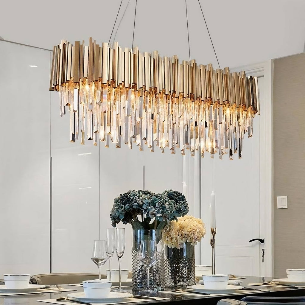 Clear Crystal Round chandelier - Aurelia Lane for dining room view 4