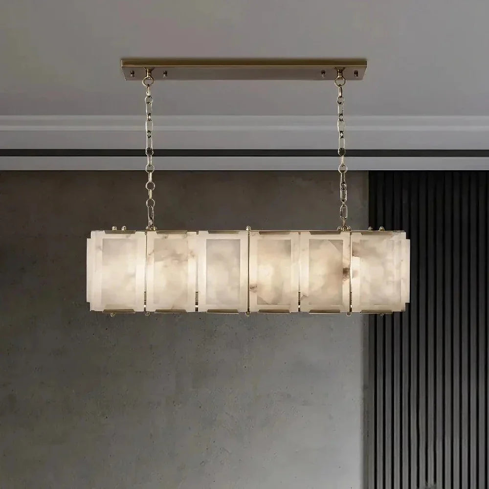 Clear Crystal Linear chandelier - Belen Lane for dining room view 1