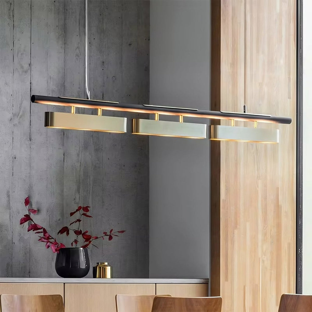 Brass Iron Linear chandelier - Talia Lane for dining room view 1