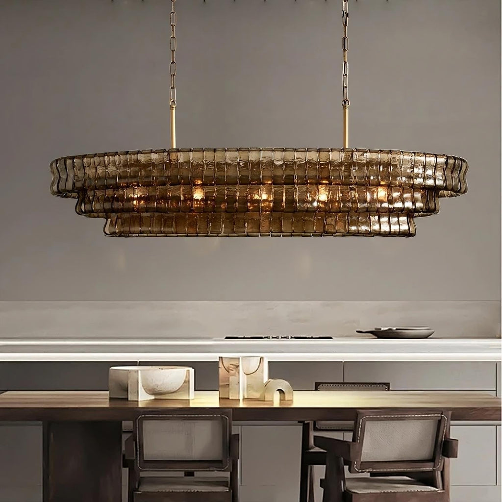 White Glass chandelier - Mira Bay for dining room view 1