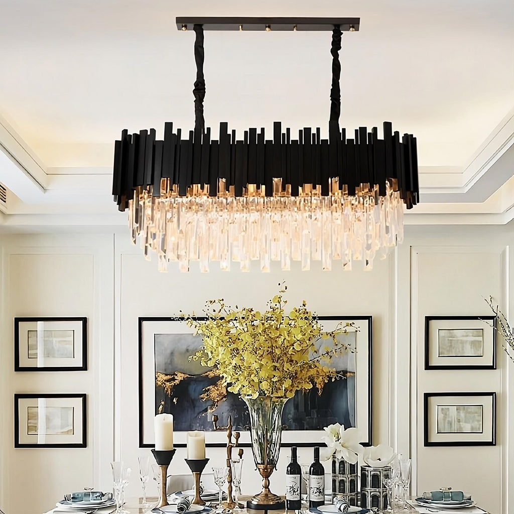 Black Crystal chandelier - Ottilie Court for dining room view 2