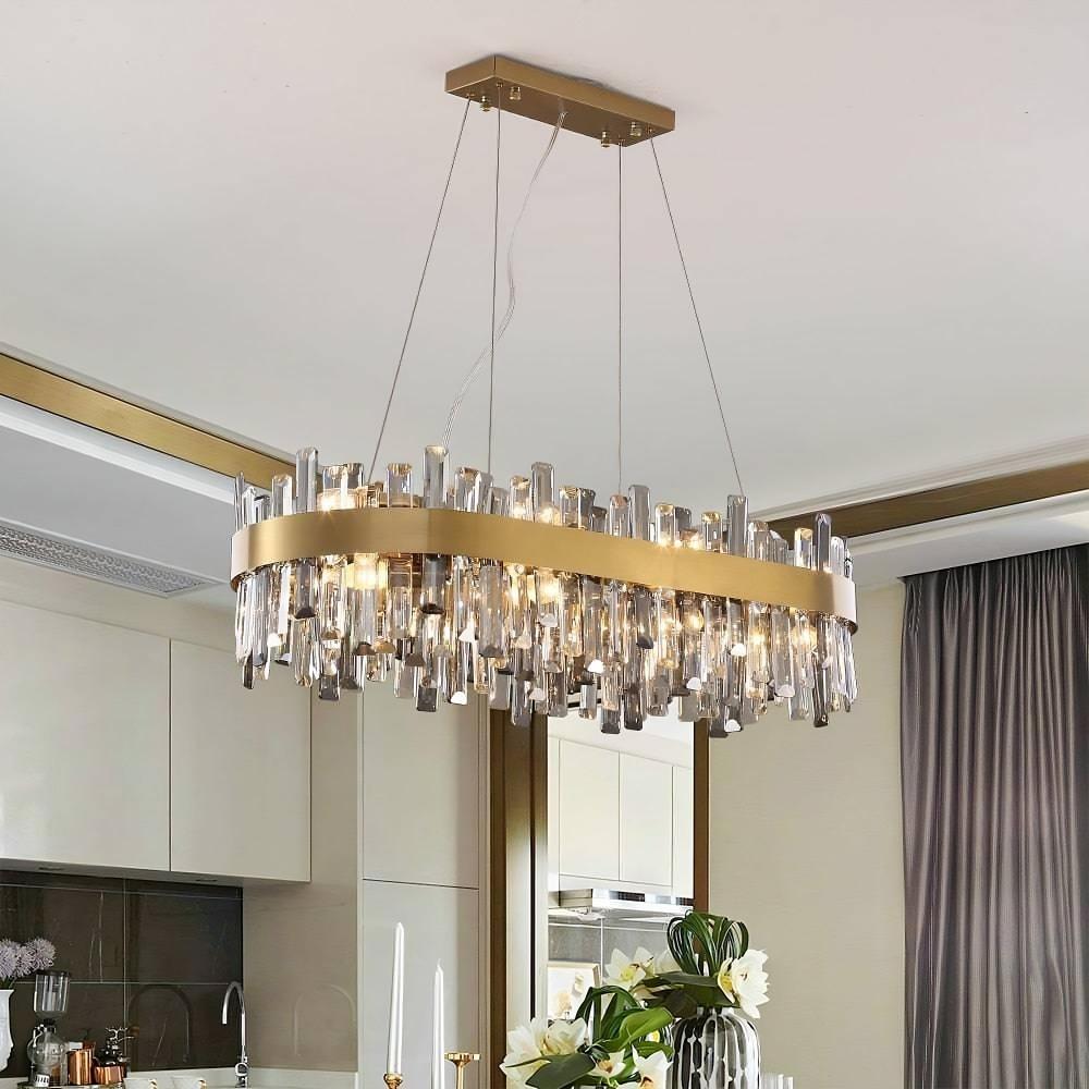 Clear Crystal Linear chandelier - Jovie Lane for dining room view 3