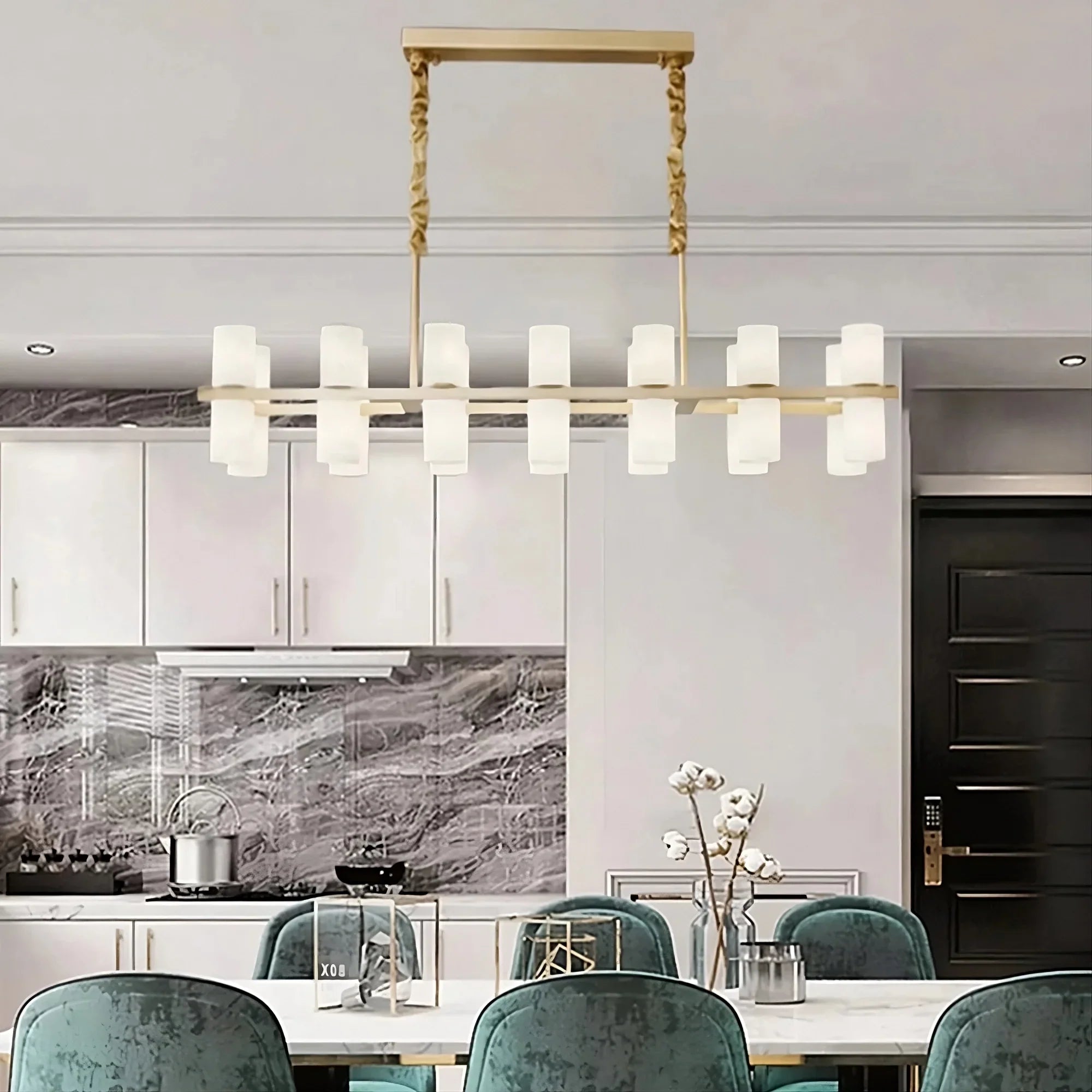 White Metal chandelier - Nysa House for dining room view 4