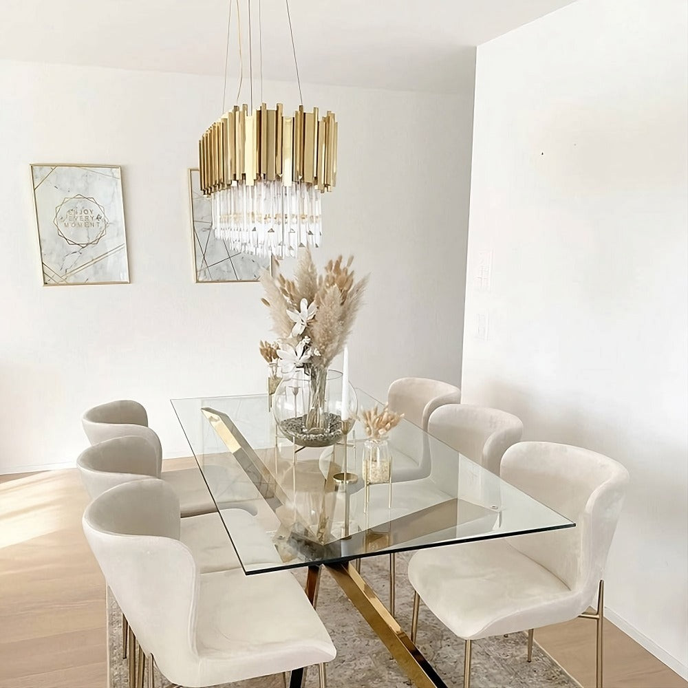 Clear Crystal Round chandelier - Aurelia Lane for dining room view 3