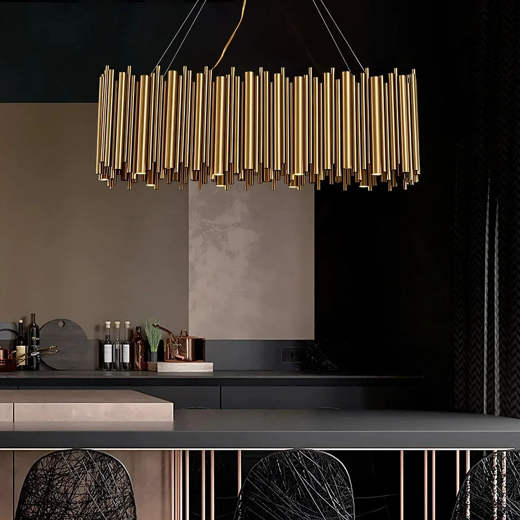 Gold Steel chandelier - Lumen Lane for dining room view 1