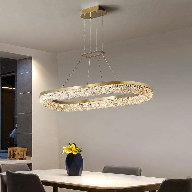 Clear Crystal Linear chandelier - Riven Bay for dining room view 1
