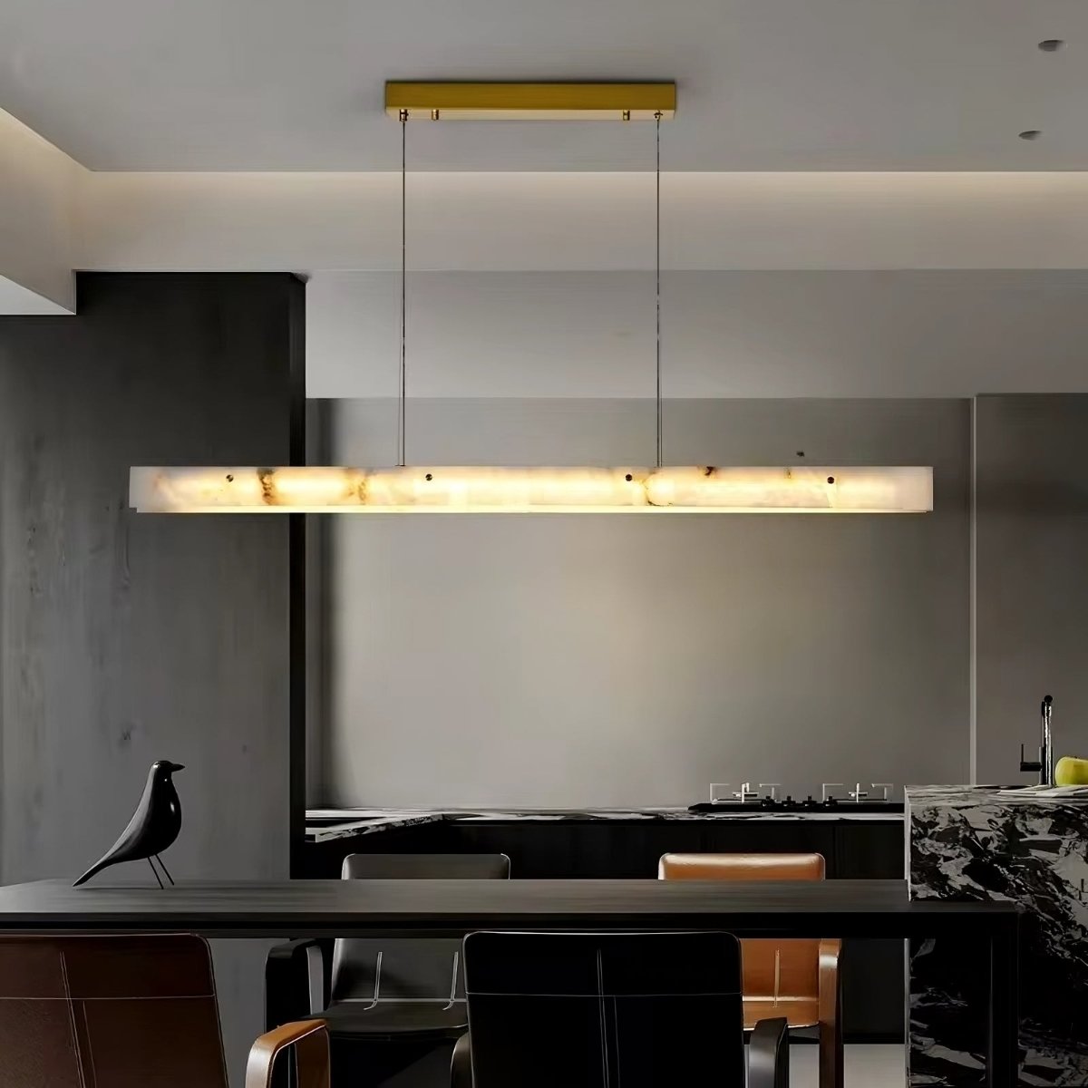 Natural Steel Linear chandelier - Zinnia Lane for dining room view 3