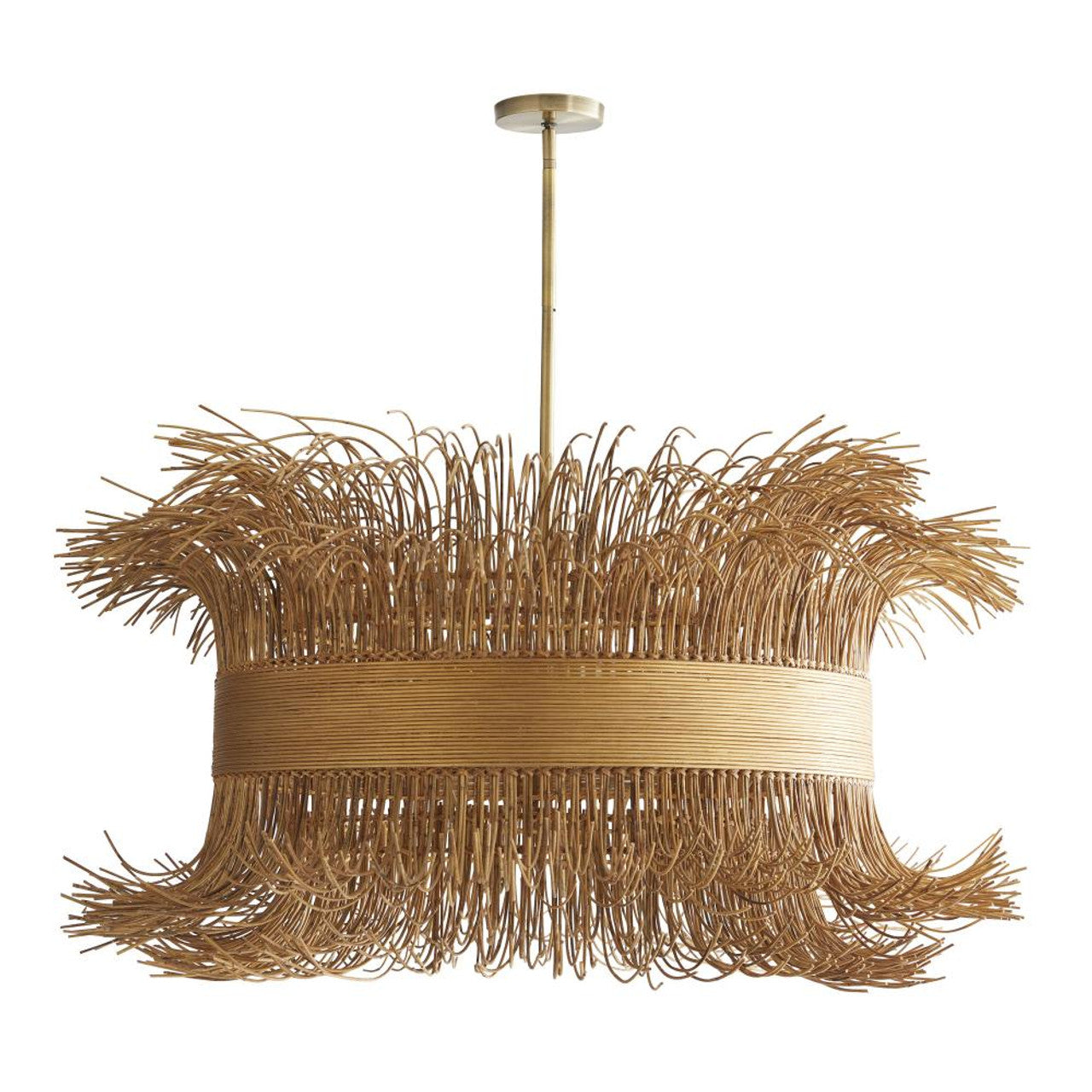 Antique Brass Rattan chandelier - Vesper Point for dining room view 1