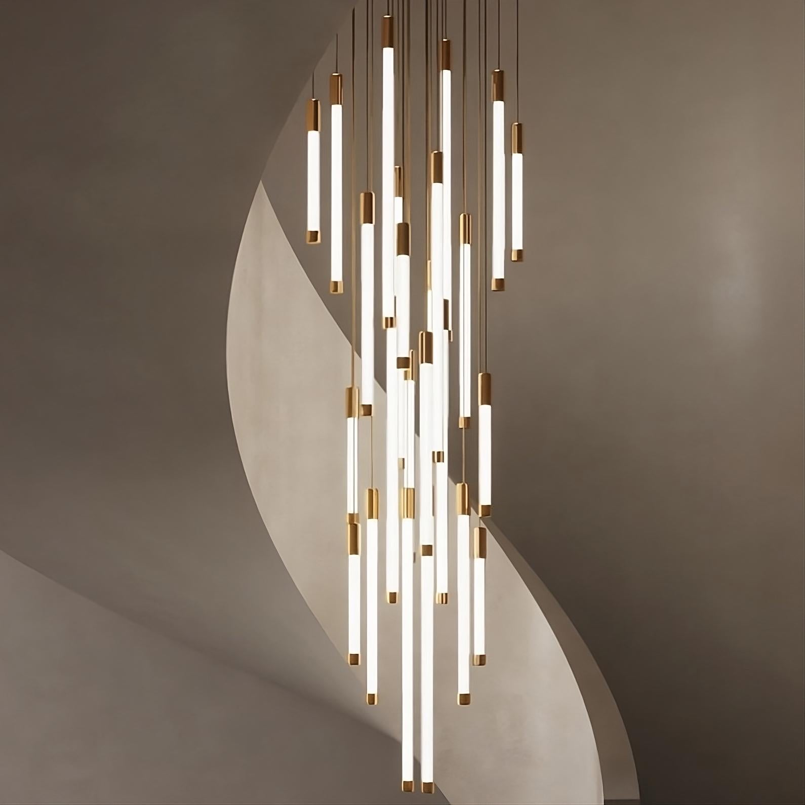 Gold Acrylic Linear chandelier - Soren Bay for dining room view 1