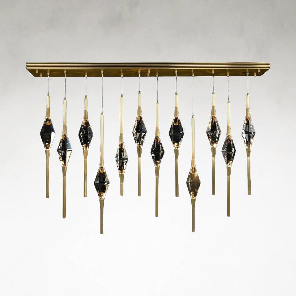 Clear Acrylic Linear chandelier - Solene Stone for dining room view 1