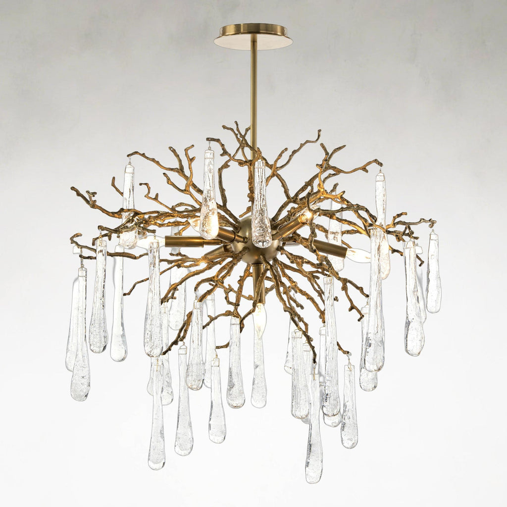 Brass Acrylic Linear chandelier - Alden Stone for dining room view 1