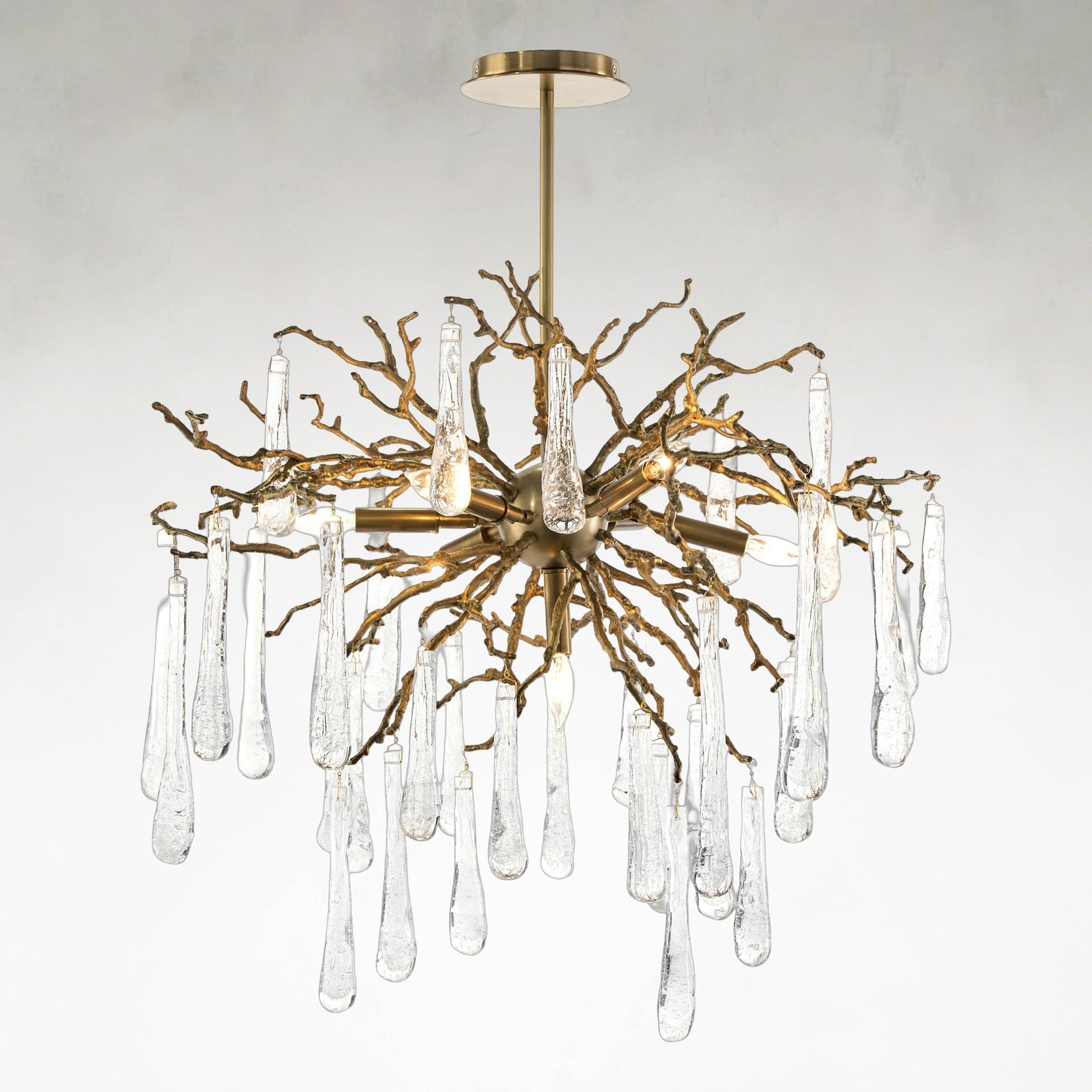 Brass Acrylic Linear chandelier - Alden Stone for dining room view 1