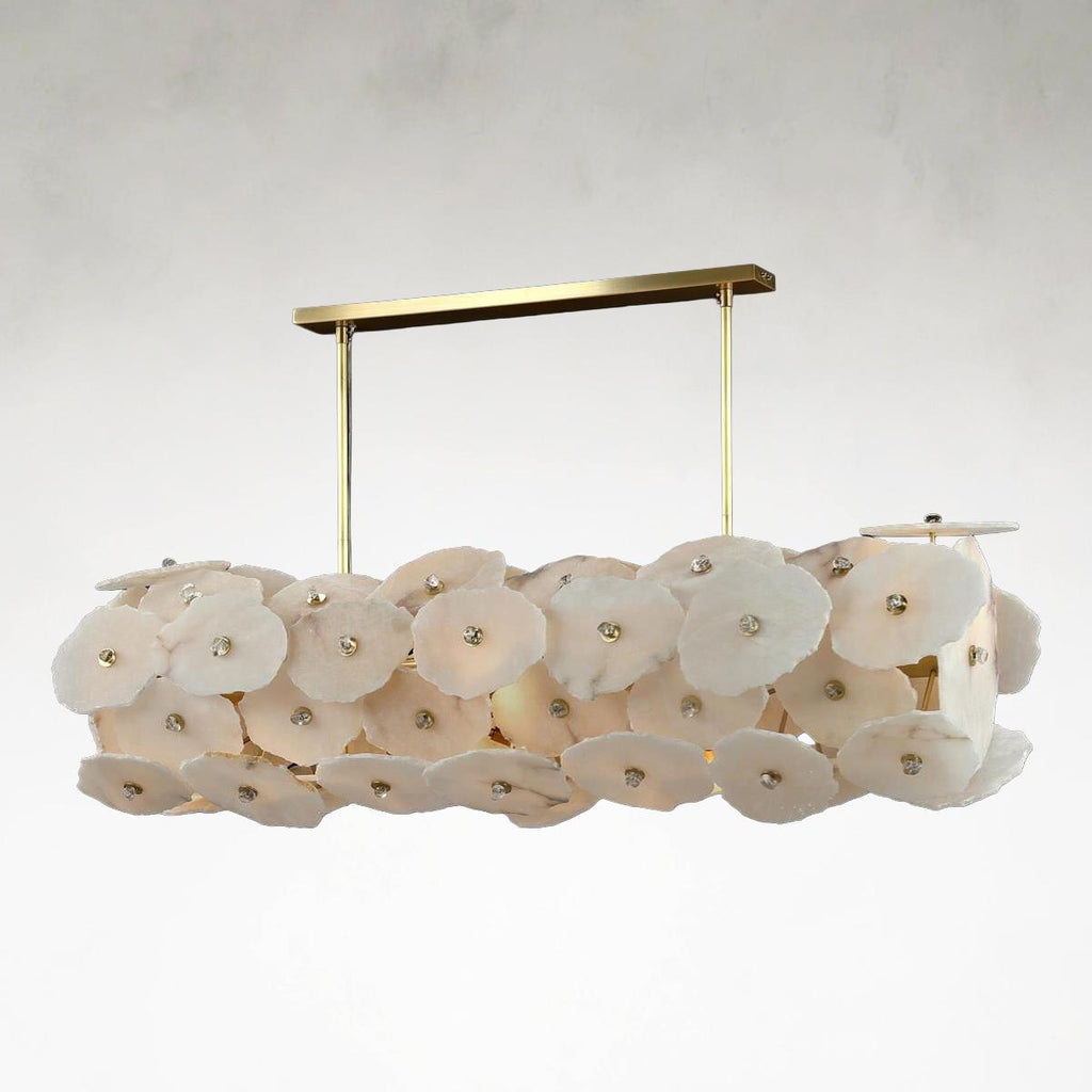 Brass Alabaster Linear chandelier - Eden Stone for dining room view 1