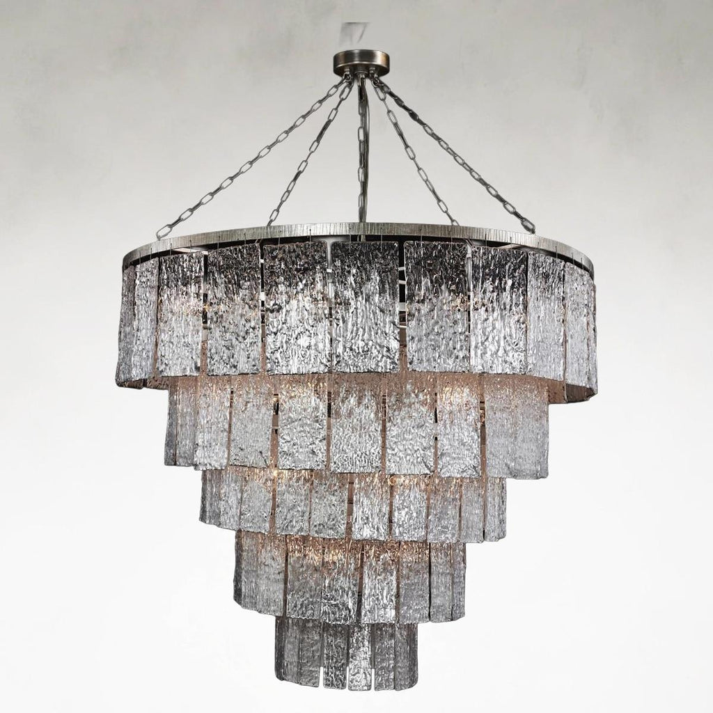 Silver Glass chandelier - Onda Stone for dining room view 1