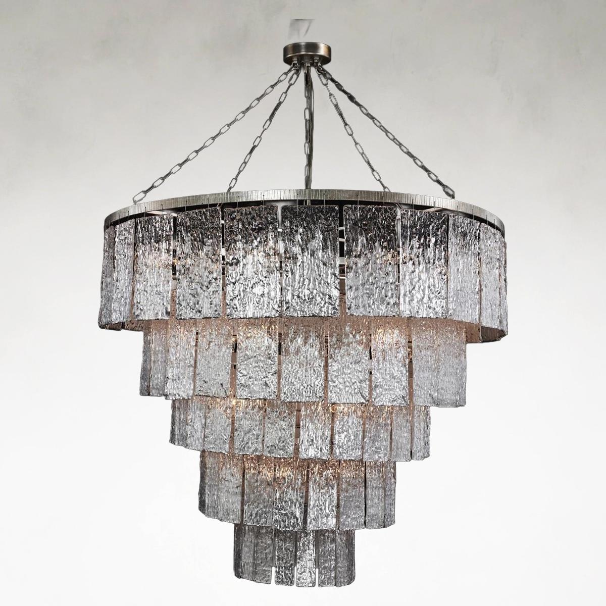 Silver Glass chandelier - Onda Stone for dining room view 1