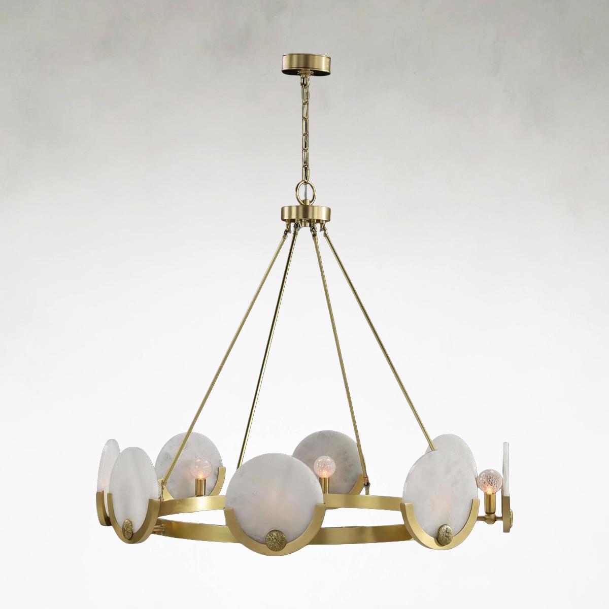 White Alabaster chandelier - Aria Stone for dining room view 1