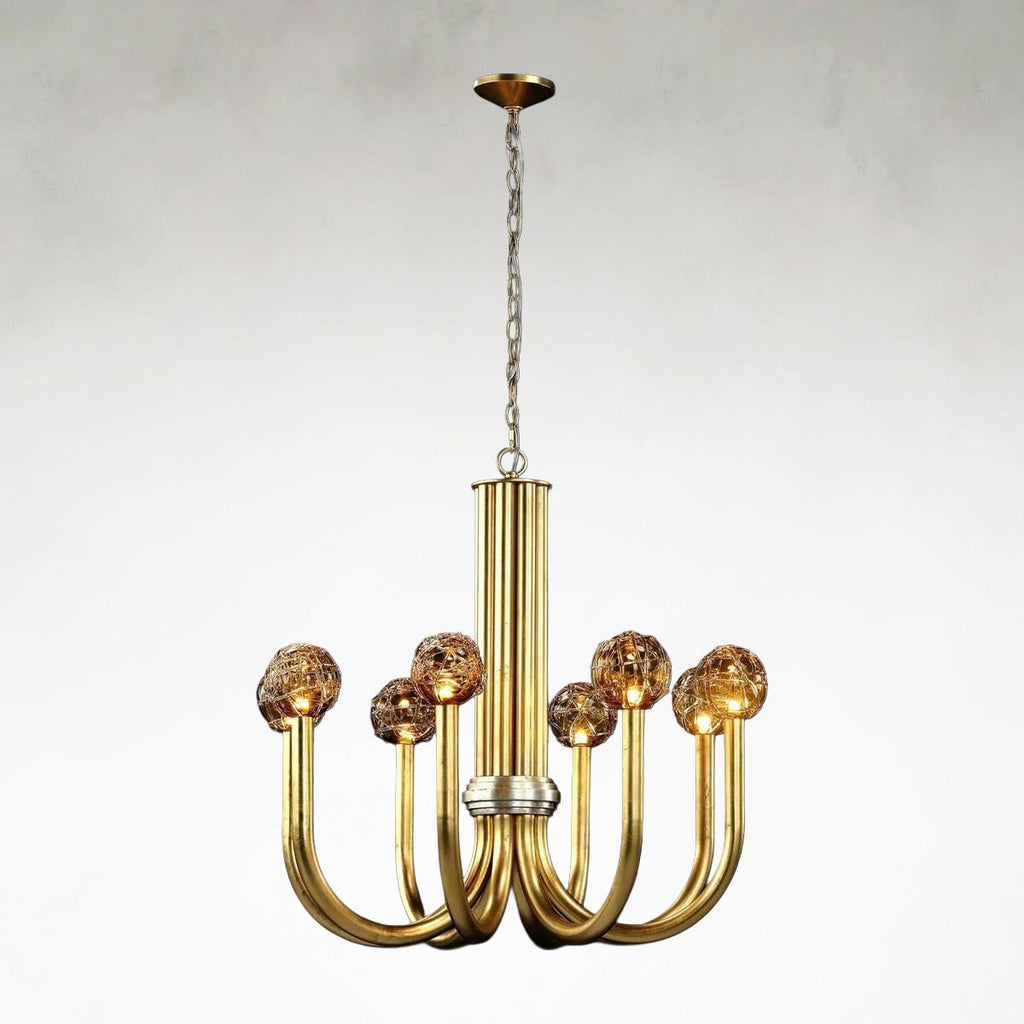 Gold Acrylic chandelier - Mira Stone for dining room view 1