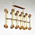 Gold Glass Linear chandelier - Ansel Stone for dining room view 1