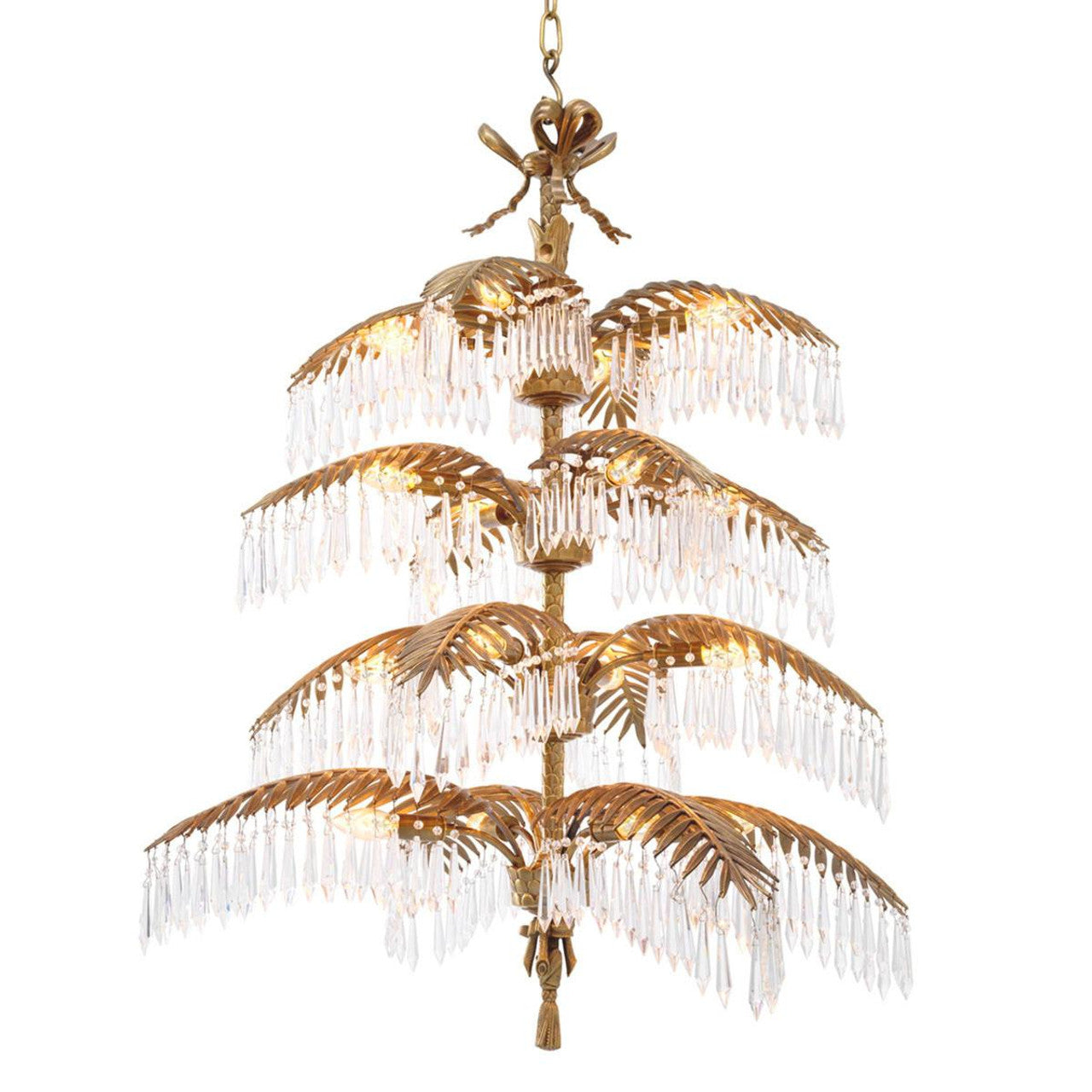Antique Brass Crystal chandelier - Yara Verge for dining room view 1