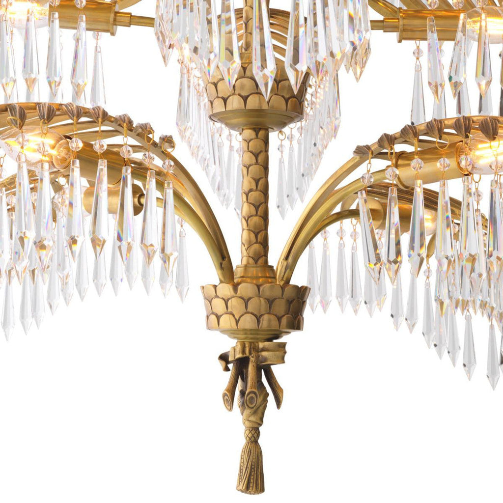 Antique Brass Crystal chandelier - Yara Verge for dining room view 2