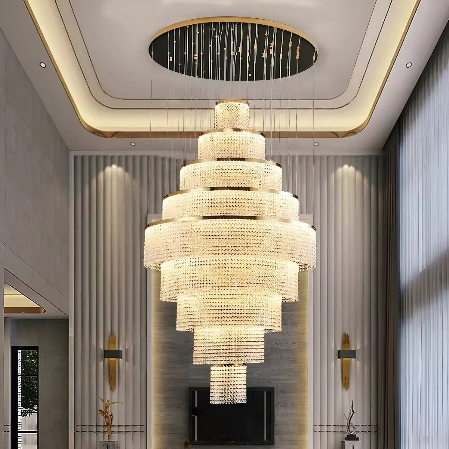 White Crystal chandelier - Opal Bay for dining room view 1