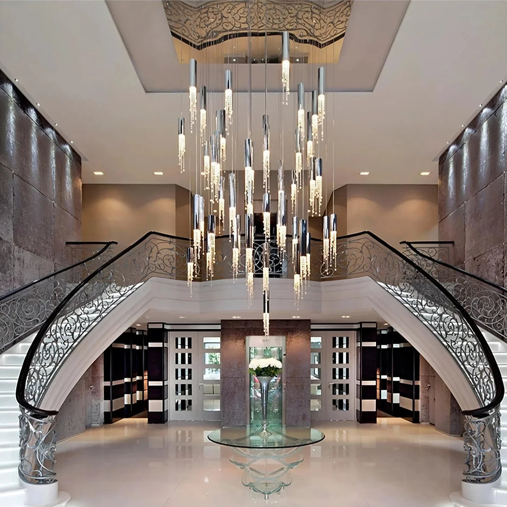 Clear Crystal Linear chandelier - Nico Bay for dining room view 1