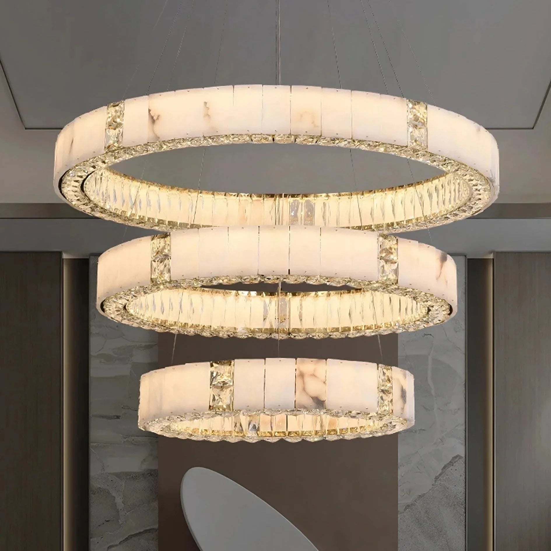 Natural Crystal Round chandelier - Hera House for dining room view 3