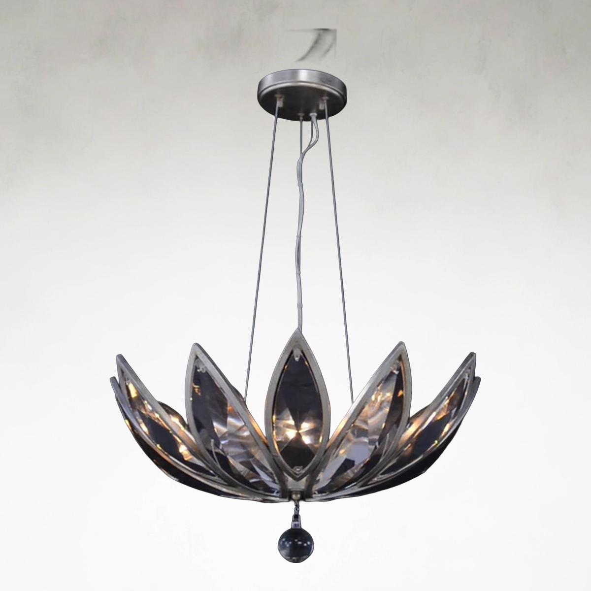 Clear Crystal Linear chandelier - Iris Ray for dining room view 1