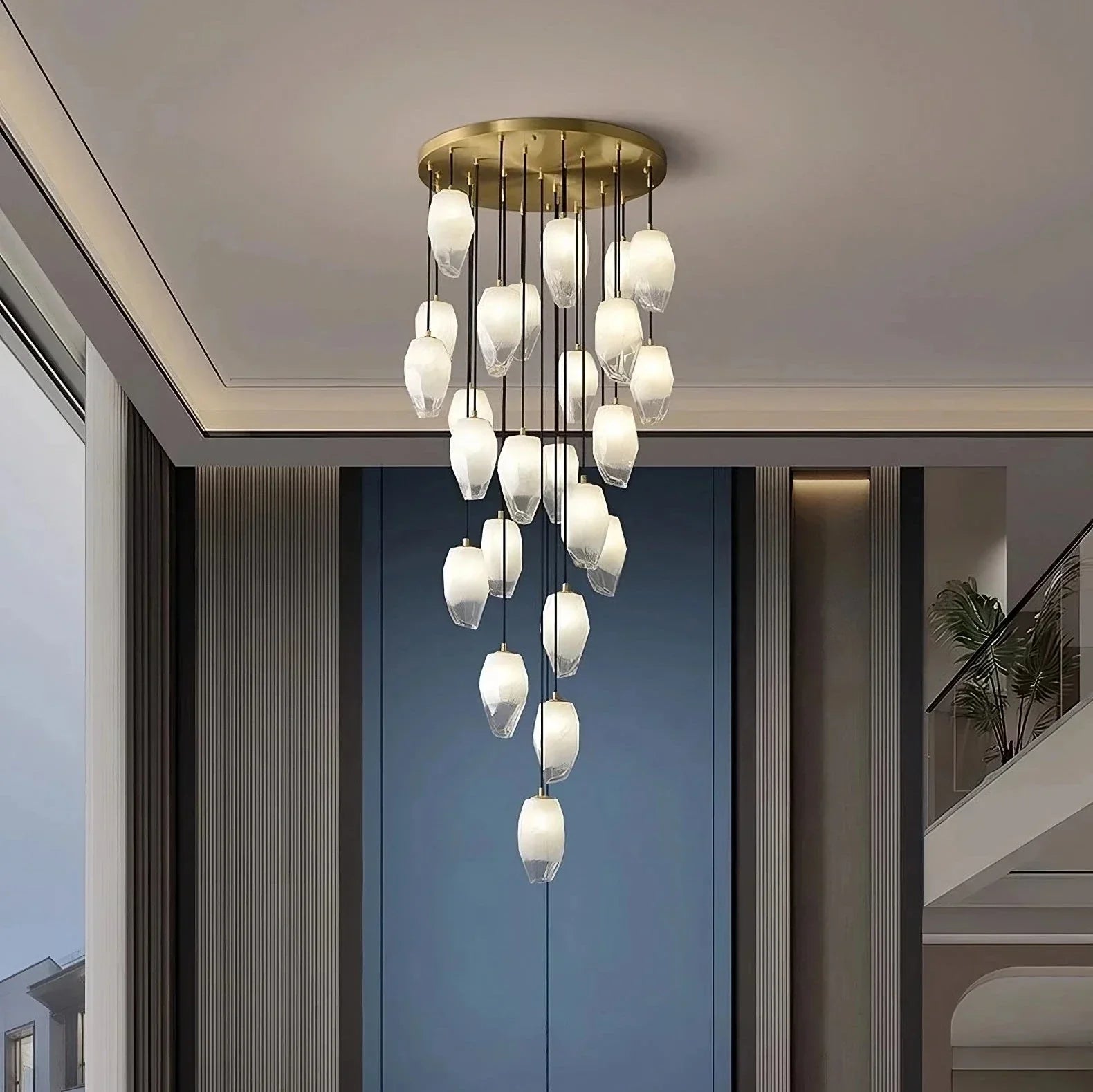 Brass Glass Linear chandelier - Galen Bay for dining room view 1