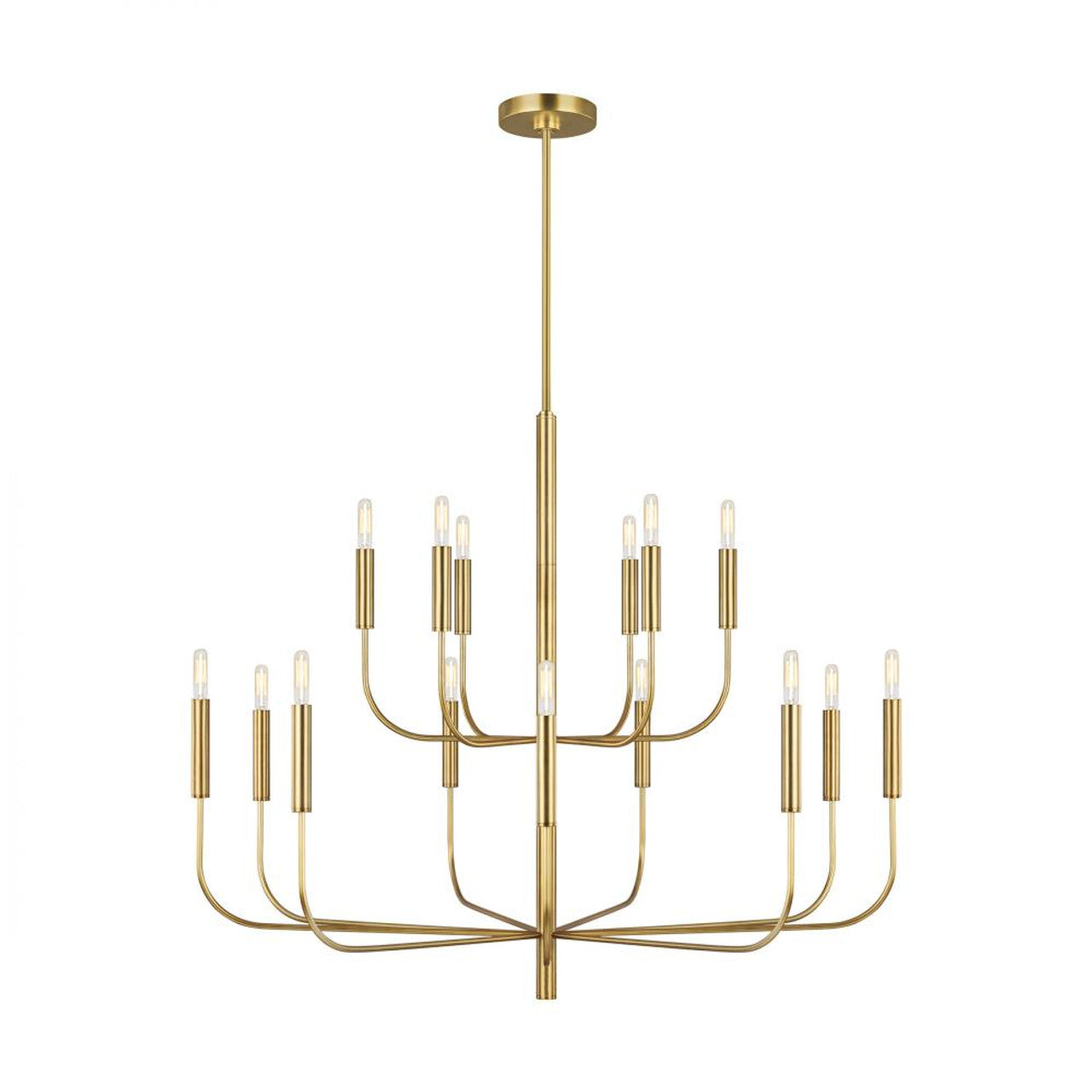 Polished Nickel Brass Tiered chandelier - Tova Gleam for dining room view 1