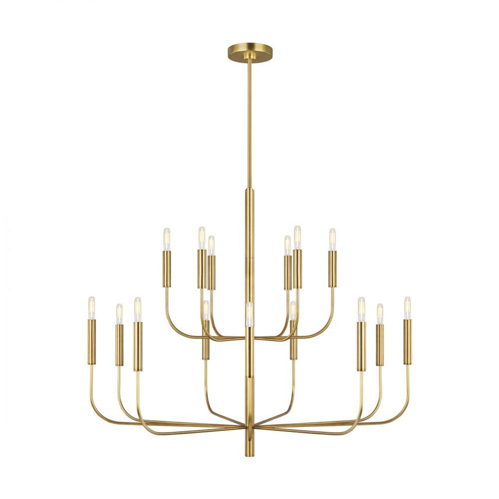 Satin Brass Brass Candle chandelier - Siena Gleam for dining room view 2