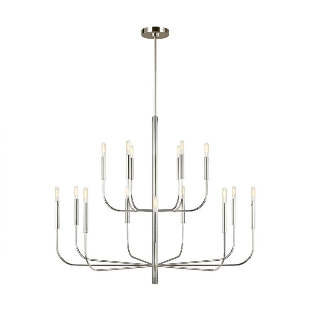 Polished Nickel Brass Tiered chandelier - Gilda Ray for dining room view 1