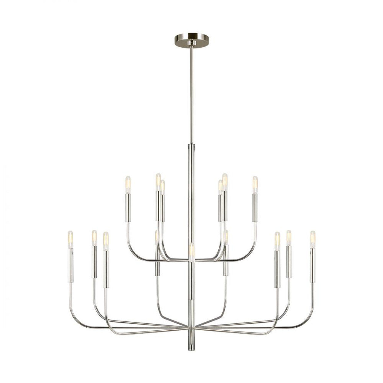 Polished Nickel Brass Tiered chandelier - Gilda Ray for dining room view 1
