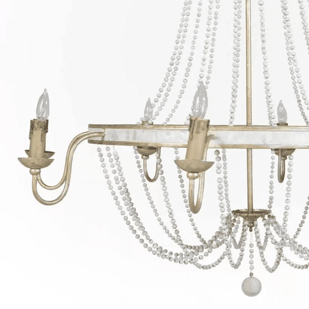 White Metal Candle chandelier - Marlow Trace for dining room view 3
