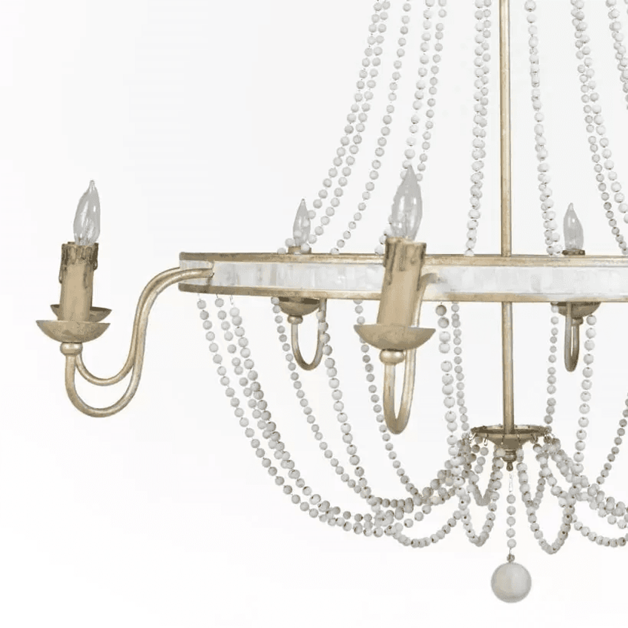 White Metal Candle chandelier - Marlow Trace for dining room view 3