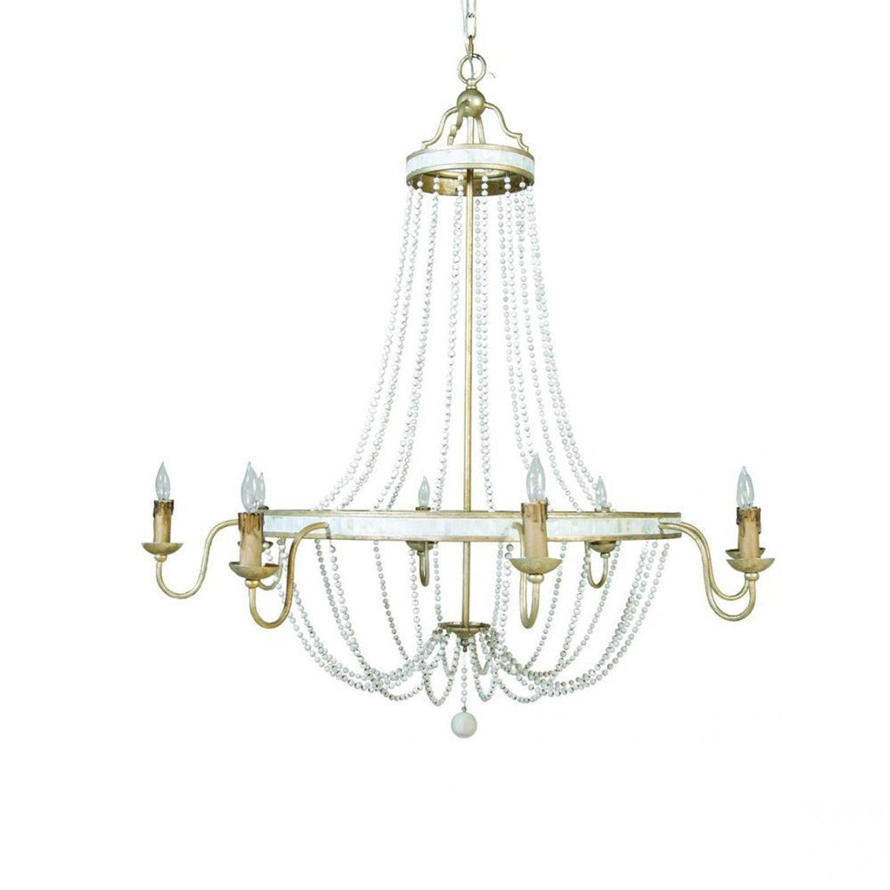 White Metal Candle chandelier - Marlow Trace for dining room view 1