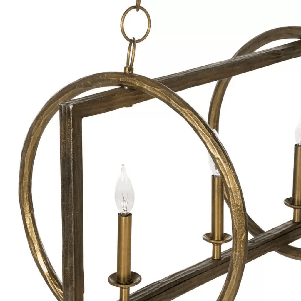 Brass Iron Linear chandelier - Riven Peak for dining room view 9