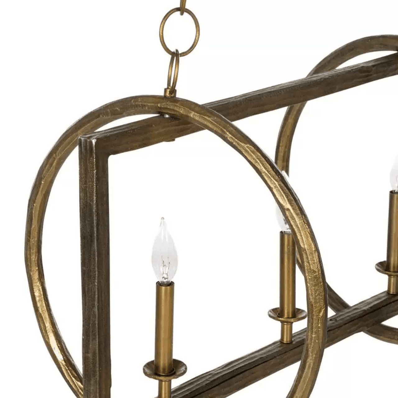 Brass Iron Linear chandelier - Riven Peak for dining room view 9
