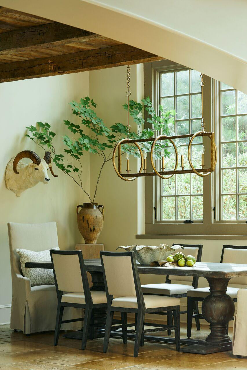 Brass Iron Linear chandelier - Riven Peak for dining room view 6