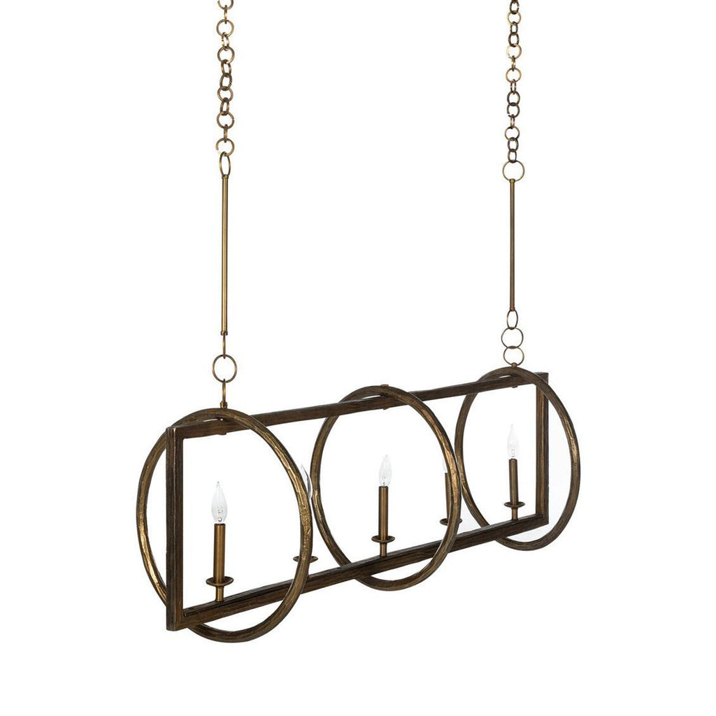 Brass Iron Linear chandelier - Riven Peak for dining room view 4