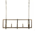 Brass Iron Linear chandelier - Riven Peak for dining room view 1