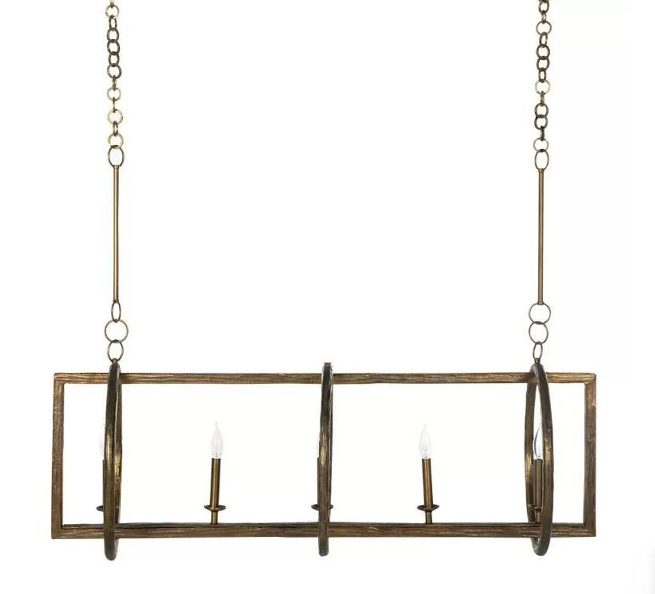 Brass Iron Linear chandelier - Riven Peak for dining room view 1